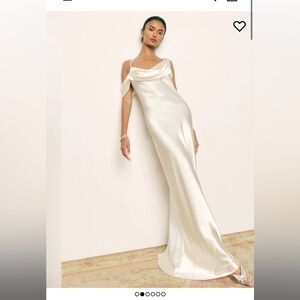 Reformation Ronda Silk Dress - Ivory size 2